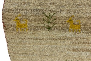 Beige Tribal 4X4 Indo-Gabbeh Oriental Round Rug