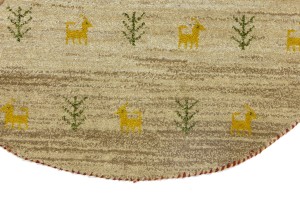 Beige Tribal 4X4 Indo-Gabbeh Oriental Round Rug