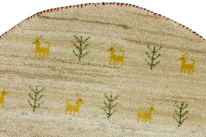 Beige Tribal 4X4 Indo-Gabbeh Oriental Round Rug