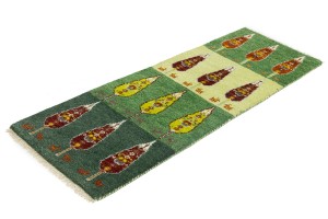 Green Stripes Tribal 2X6 Indo-Gabbeh Oriental Rug