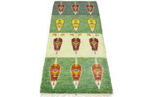 Green Stripes Tribal 2X6 Indo-Gabbeh Oriental Rug