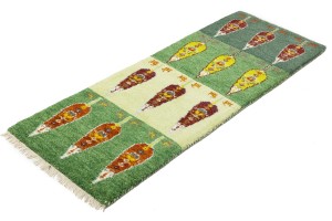 Green Stripes Tribal 2X6 Indo-Gabbeh Oriental Rug