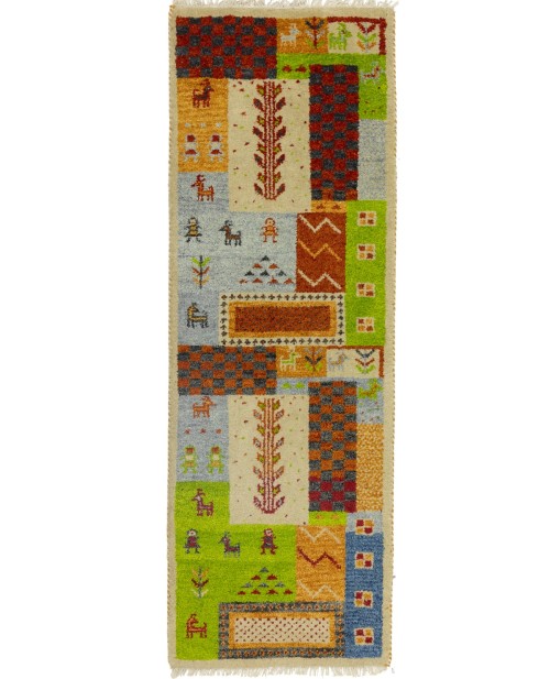 Multicolored Tribal 2X6 Indo-Gabbeh Oriental Rug