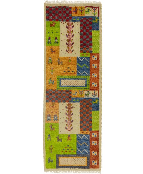 Multicolored Tribal 2X6 Indo-Gabbeh Oriental Rug