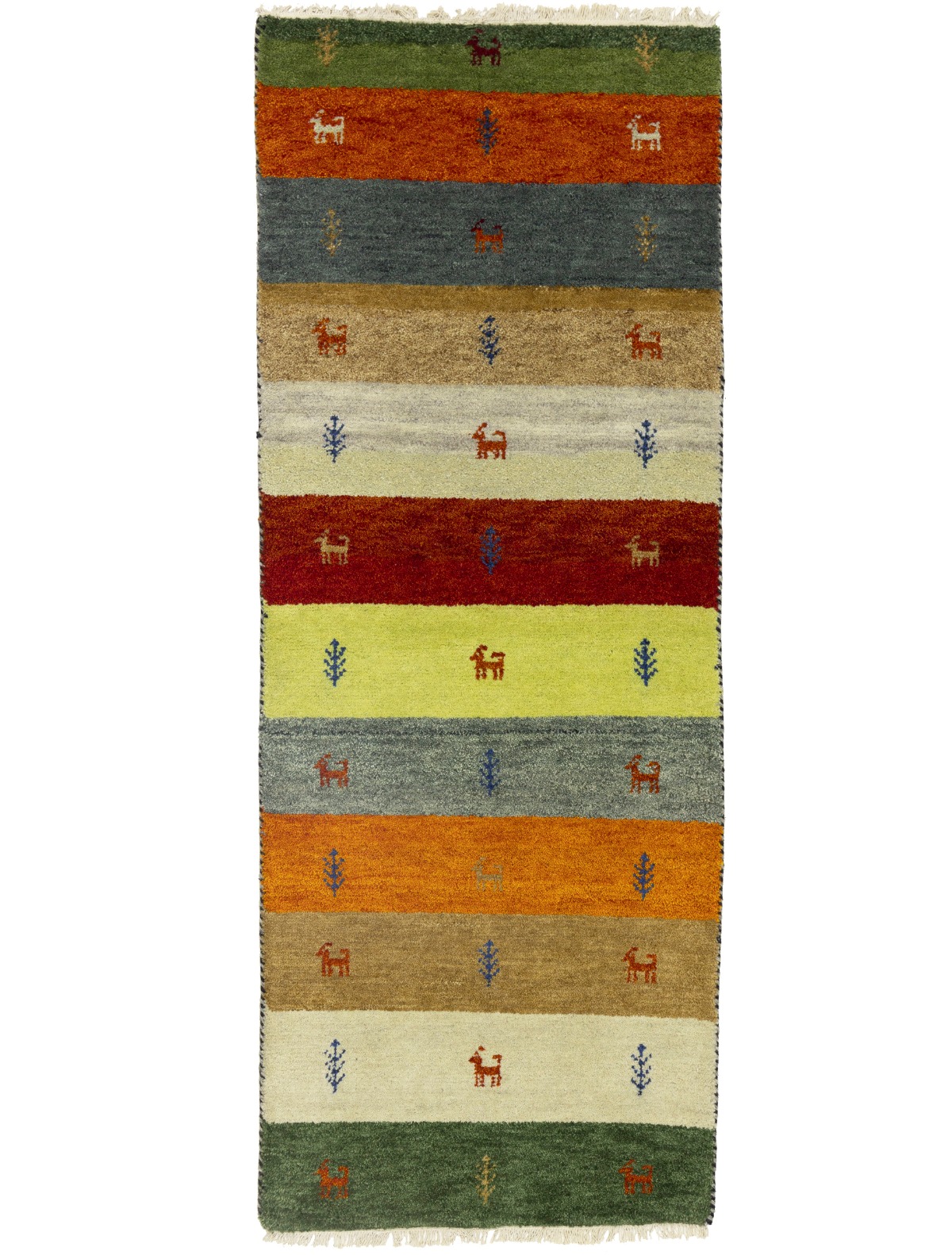 Multicolored Stripes Tribal 3X7 Indo-Gabbeh Oriental Runner Rug