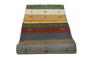 Multicolored Stripes Tribal 3X7 Indo-Gabbeh Oriental Runner Rug