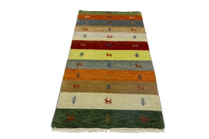 Multicolored Stripes Tribal 3X7 Indo-Gabbeh Oriental Runner Rug