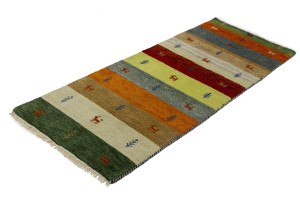 Multicolored Stripes Tribal 3X7 Indo-Gabbeh Oriental Runner Rug
