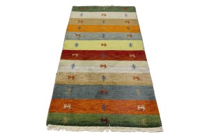 Multicolored Stripes Tribal 3X7 Indo-Gabbeh Oriental Runner Rug