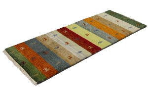 Multicolored Stripes Tribal 3X7 Indo-Gabbeh Oriental Runner Rug