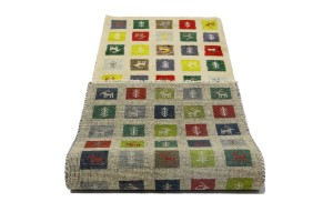 Multicolored Pictorial Tribal 3X8 Indo-Gabbeh Oriental Runner Rug