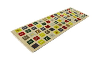 Multicolored Pictorial Tribal 3X8 Indo-Gabbeh Oriental Runner Rug