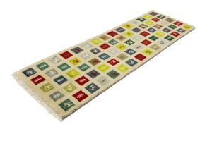 Multicolored Pictorial Tribal 3X8 Indo-Gabbeh Oriental Runner Rug