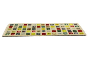 Multicolored Pictorial Tribal 3X8 Indo-Gabbeh Oriental Runner Rug