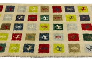 Multicolored Pictorial Tribal 3X8 Indo-Gabbeh Oriental Runner Rug