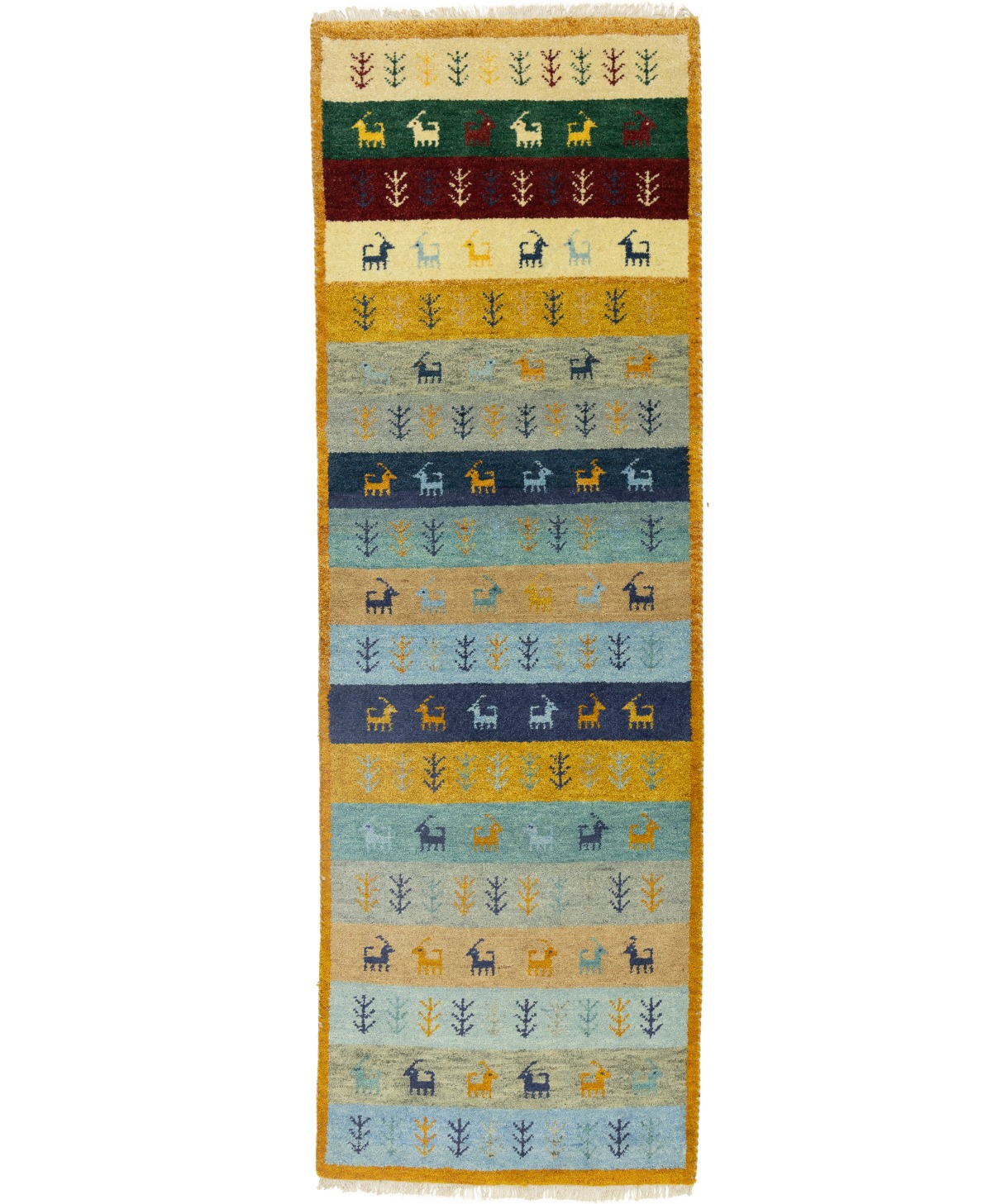 Multicolored Stripes Tribal 3X8 Indo-Gabbeh Oriental Runner Rug
