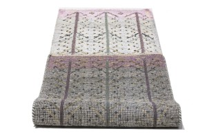 Cream Pink Pictorial Tribal 3X8 Indo-Gabbeh Oriental Runner Rug