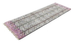 Cream Pink Pictorial Tribal 3X8 Indo-Gabbeh Oriental Runner Rug
