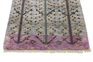 Cream Pink Pictorial Tribal 3X8 Indo-Gabbeh Oriental Runner Rug