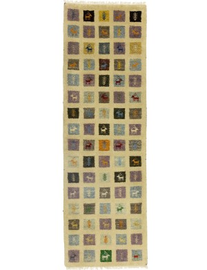 Multicolored Pictorial Tribal 3X8 Indo-Gabbeh Oriental Runner Rug