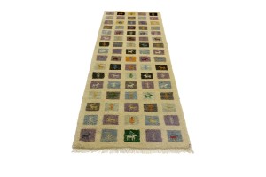 Multicolored Pictorial Tribal 3X8 Indo-Gabbeh Oriental Runner Rug