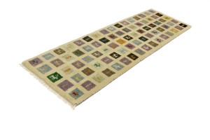 Multicolored Pictorial Tribal 3X8 Indo-Gabbeh Oriental Runner Rug