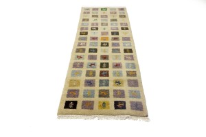 Multicolored Pictorial Tribal 3X8 Indo-Gabbeh Oriental Runner Rug