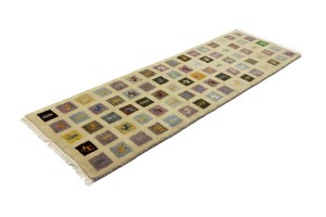 Multicolored Pictorial Tribal 3X8 Indo-Gabbeh Oriental Runner Rug