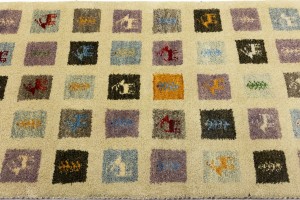 Multicolored Pictorial Tribal 3X8 Indo-Gabbeh Oriental Runner Rug