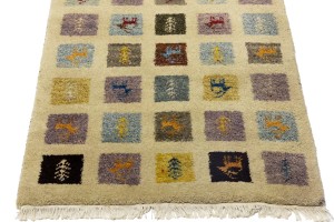 Multicolored Pictorial Tribal 3X8 Indo-Gabbeh Oriental Runner Rug