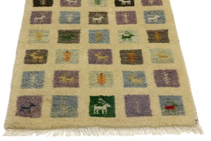 Multicolored Pictorial Tribal 3X8 Indo-Gabbeh Oriental Runner Rug