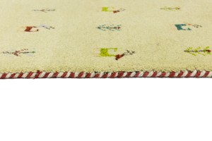 Cream/Beige Pictorial Tribal 3X10 Indo-Gabbeh Oriental Runner Rug