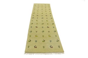 Cream/Beige Pictorial Tribal 3X10 Indo-Gabbeh Oriental Runner Rug