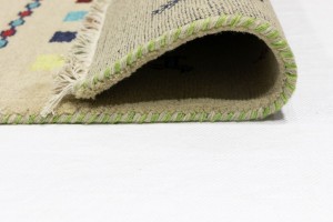 Cream/Beige Pictorial Tribal 3X10 Indo-Gabbeh Oriental Runner Rug