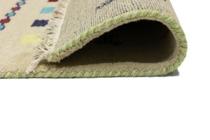Cream/Beige Pictorial Tribal 3X10 Indo-Gabbeh Oriental Runner Rug