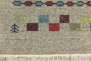 Cream/Beige Pictorial Tribal 3X10 Indo-Gabbeh Oriental Runner Rug