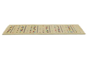 Cream/Beige Pictorial Tribal 3X10 Indo-Gabbeh Oriental Runner Rug