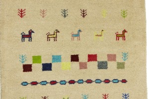 Cream/Beige Pictorial Tribal 3X10 Indo-Gabbeh Oriental Runner Rug