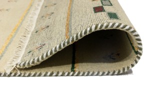 Cream/Beige Pictorial Tribal 3X10 Indo-Gabbeh Oriental Runner Rug