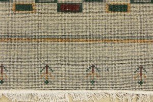 Cream/Beige Pictorial Tribal 3X10 Indo-Gabbeh Oriental Runner Rug