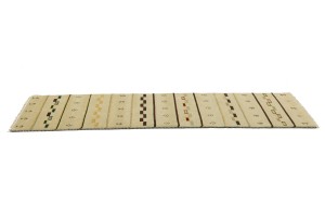 Cream/Beige Pictorial Tribal 3X10 Indo-Gabbeh Oriental Runner Rug