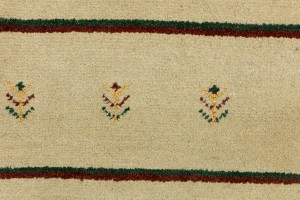 Cream/Beige Pictorial Tribal 3X10 Indo-Gabbeh Oriental Runner Rug