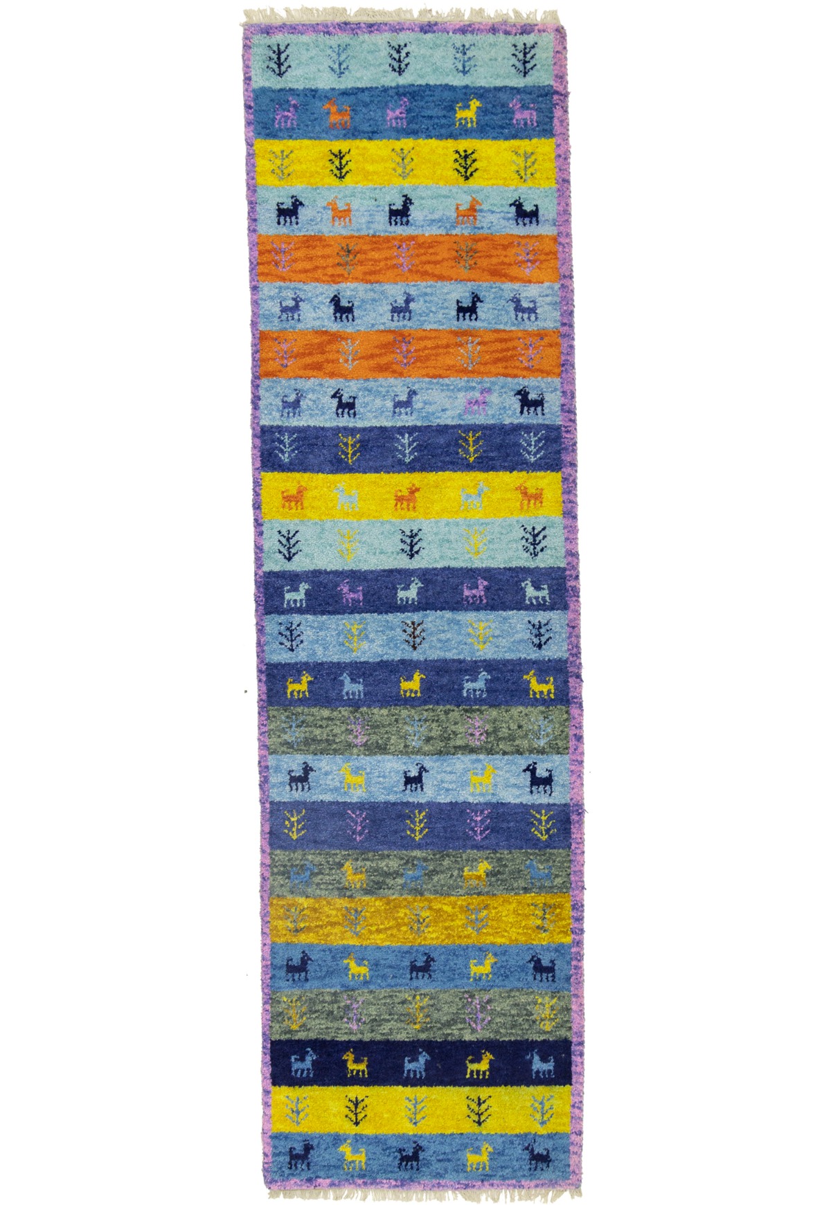 Multicolored Stripes Tribal 3X10 Indo-Gabbeh Oriental Runner Rug
