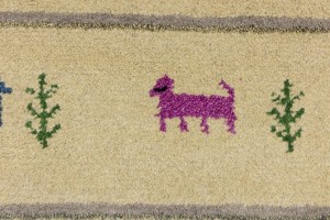 Cream/Beige Pictorial Tribal 2'7X9'8 Indo-Gabbeh Oriental Runner Rug