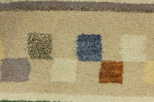 Cream/Beige Pictorial Tribal 2'7X9'8 Indo-Gabbeh Oriental Runner Rug
