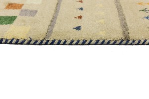 Cream/Beige Pictorial Tribal 2'7X9'8 Indo-Gabbeh Oriental Runner Rug