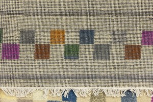 Cream/Beige Pictorial Tribal 2'7X9'8 Indo-Gabbeh Oriental Runner Rug