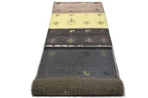 Multicolored Stripes Tribal 2'6X9'8 Indo-Gabbeh Oriental Runner Rug
