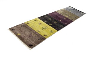 Multicolored Stripes Tribal 2'6X9'8 Indo-Gabbeh Oriental Runner Rug