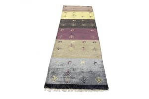 Multicolored Stripes Tribal 2'6X9'8 Indo-Gabbeh Oriental Runner Rug